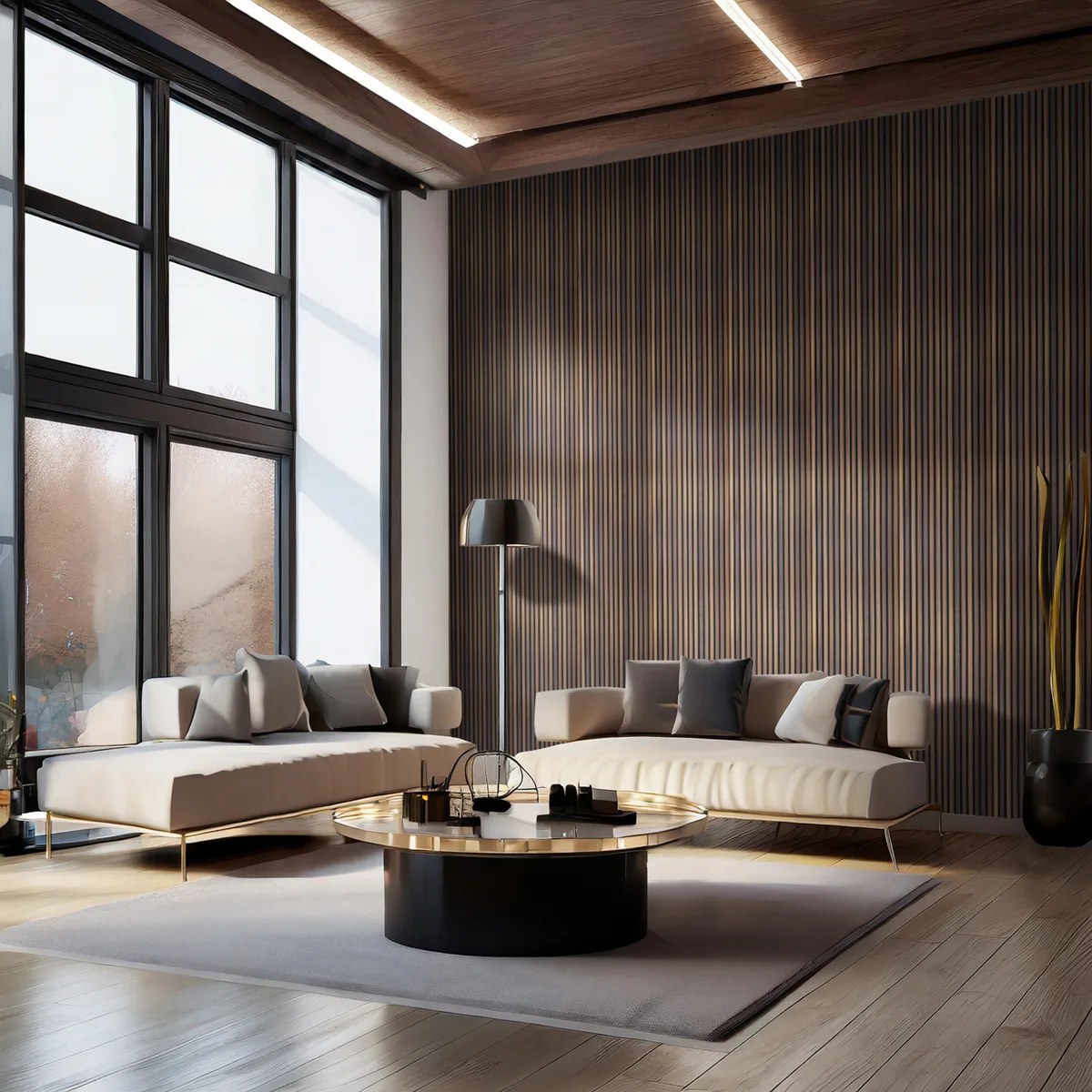 Lounge e reception rivestito con pannelli in doghe MOOVE — GBR Group Torino