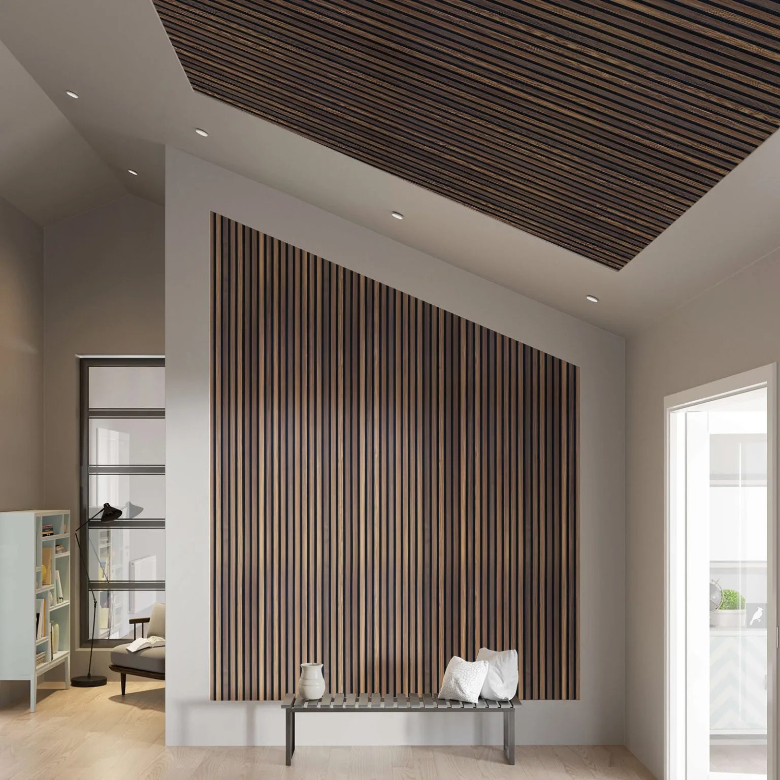 Controsoffitto rivestito con pannelli in doghe MOOVE — GBR Group Torino