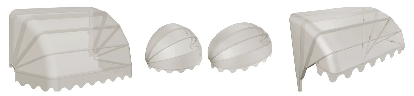 Schema delle tende da sole cappottine — Fissa, a ribalta o a semiglobo (GBR Group Torino)
